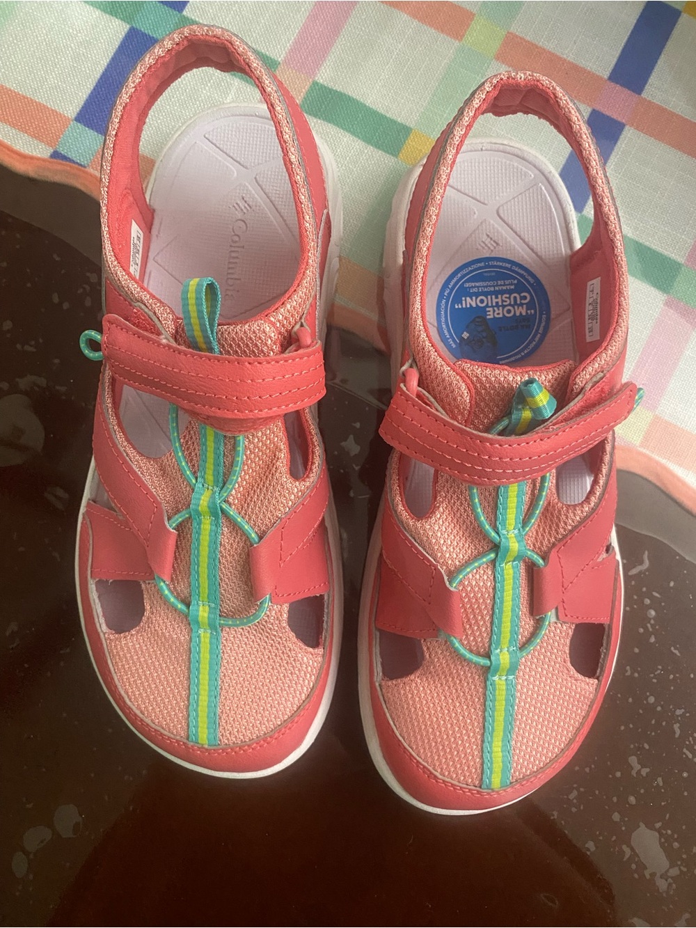 Columbia Coral Pink and Aqua Kids Sport Sandals